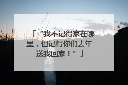 “我不记得家在哪里，但记得你们去年送我回家！”