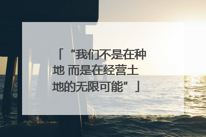 “我们不是在种地 而是在经营土地的无限可能”