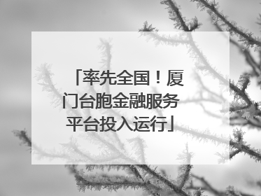 率先全国！厦门台胞金融服务平台投入运行