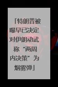 特朗普被曝早已决定对伊朗动武 称“两周内决策”为烟雾弹