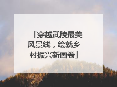 穿越武陵最美风景线，绘就乡村振兴新画卷