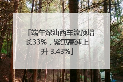 端午深汕西车流预增长33%，紫惠高速上升 3.43%