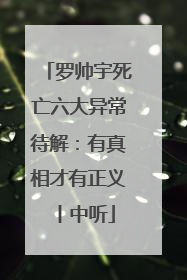 罗帅宇死亡六大异常待解：有真相才有正义丨中听