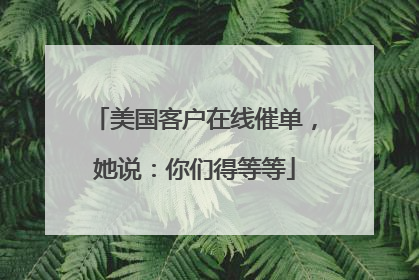 美国客户在线催单，她说：你们得等等