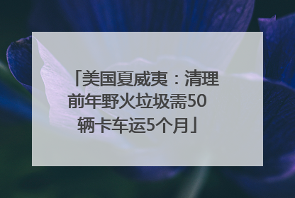 美国夏威夷：清理前年野火垃圾需50辆卡车运5个月
