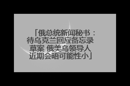 俄总统新闻秘书：待乌克兰回应备忘录草案 俄美乌领导人近期会晤可能性小