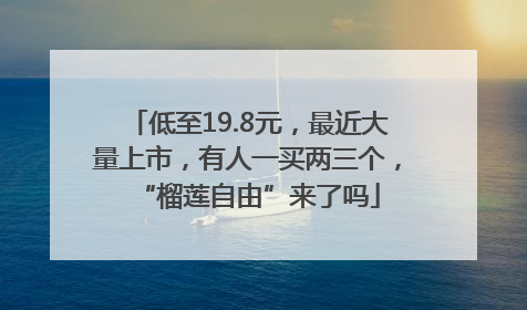 低至19.8元，最近大量上市，有人一买两三个，“榴莲自由”来了吗