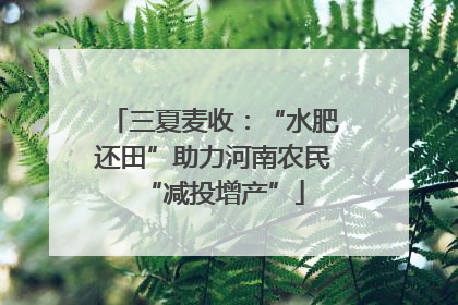 三夏麦收：“水肥还田”助力河南农民“减投增产”