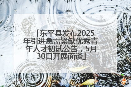 东平县发布2025年引进急需紧缺优秀青年人才初试公告，5月30日开展面谈