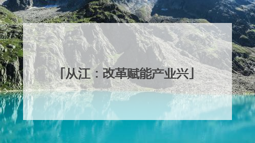 从江：改革赋能产业兴