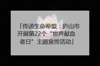 传递生命希望：庐山市开展第22个“世界献血者日”主题宣传活动