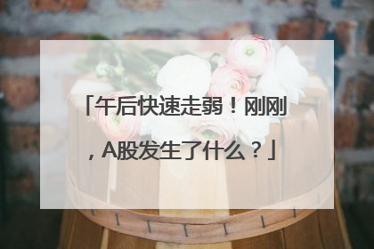 午后快速走弱！刚刚，A股发生了什么？