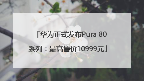 华为正式发布Pura 80系列：最高售价10999元