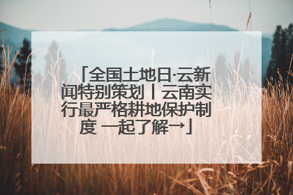 全国土地日·云新闻特别策划丨云南实行最严格耕地保护制度 一起了解→