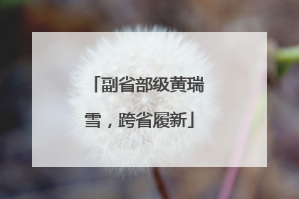 副省部级黄瑞雪，跨省履新