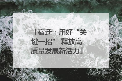 宿迁：用好“关键一招” 释放高质量发展新活力