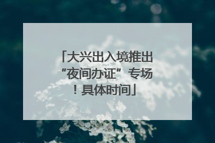 大兴出入境推出“夜间办证”专场！具体时间