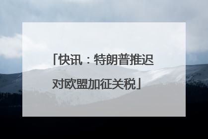 快讯：特朗普推迟对欧盟加征关税
