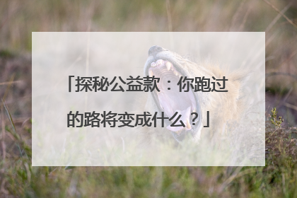 探秘公益款：你跑过的路将变成什么？