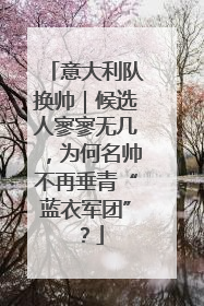 意大利队换帅｜候选人寥寥无几，为何名帅不再垂青“蓝衣军团”？