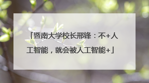 暨南大学校长邢锋：不+人工智能，就会被人工智能+