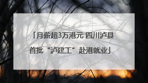 月薪超3万港元 四川泸县首批“泸建工”赴港就业