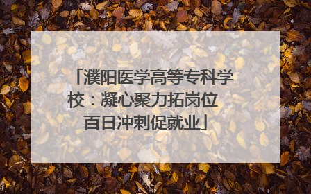 濮阳医学高等专科学校：凝心聚力拓岗位 百日冲刺促就业