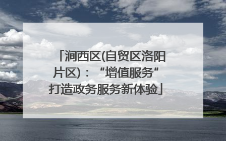 涧西区(自贸区洛阳片区)：“增值服务”打造政务服务新体验