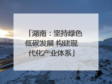 湖南：坚持绿色低碳发展 构建现代化产业体系