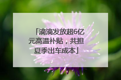 滴滴发放超6亿元高温补贴，共担夏季出车成本
