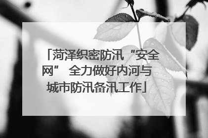 菏泽织密防汛“安全网” 全力做好内河与城市防汛备汛工作