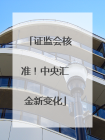 证监会核准！中央汇金新变化