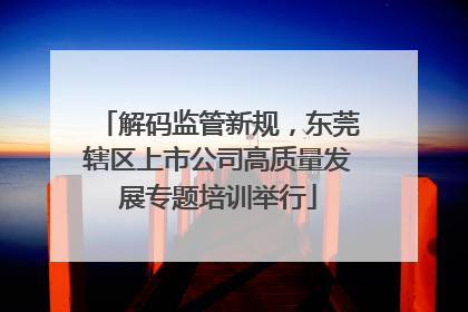 解码监管新规，东莞辖区上市公司高质量发展专题培训举行
