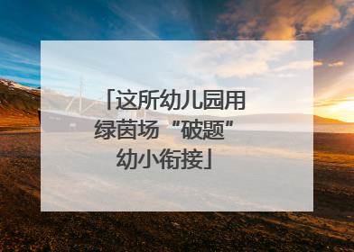 这所幼儿园用绿茵场“破题”幼小衔接