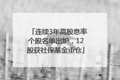 连续3年高股息率个股名单出炉，12股获社保基金重仓