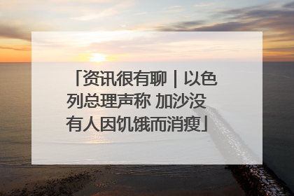 资讯很有聊｜以色列总理声称 加沙没有人因饥饿而消瘦