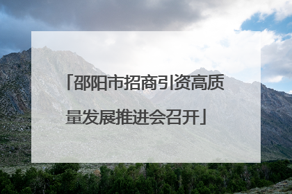邵阳市招商引资高质量发展推进会召开