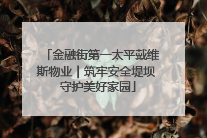 金融街第一太平戴维斯物业｜筑牢安全堤坝 守护美好家园