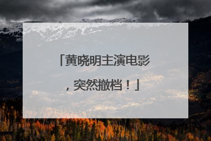 黄晓明主演电影，突然撤档！