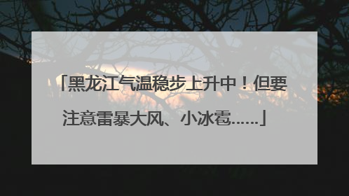 黑龙江气温稳步上升中！但要注意雷暴大风、小冰雹……